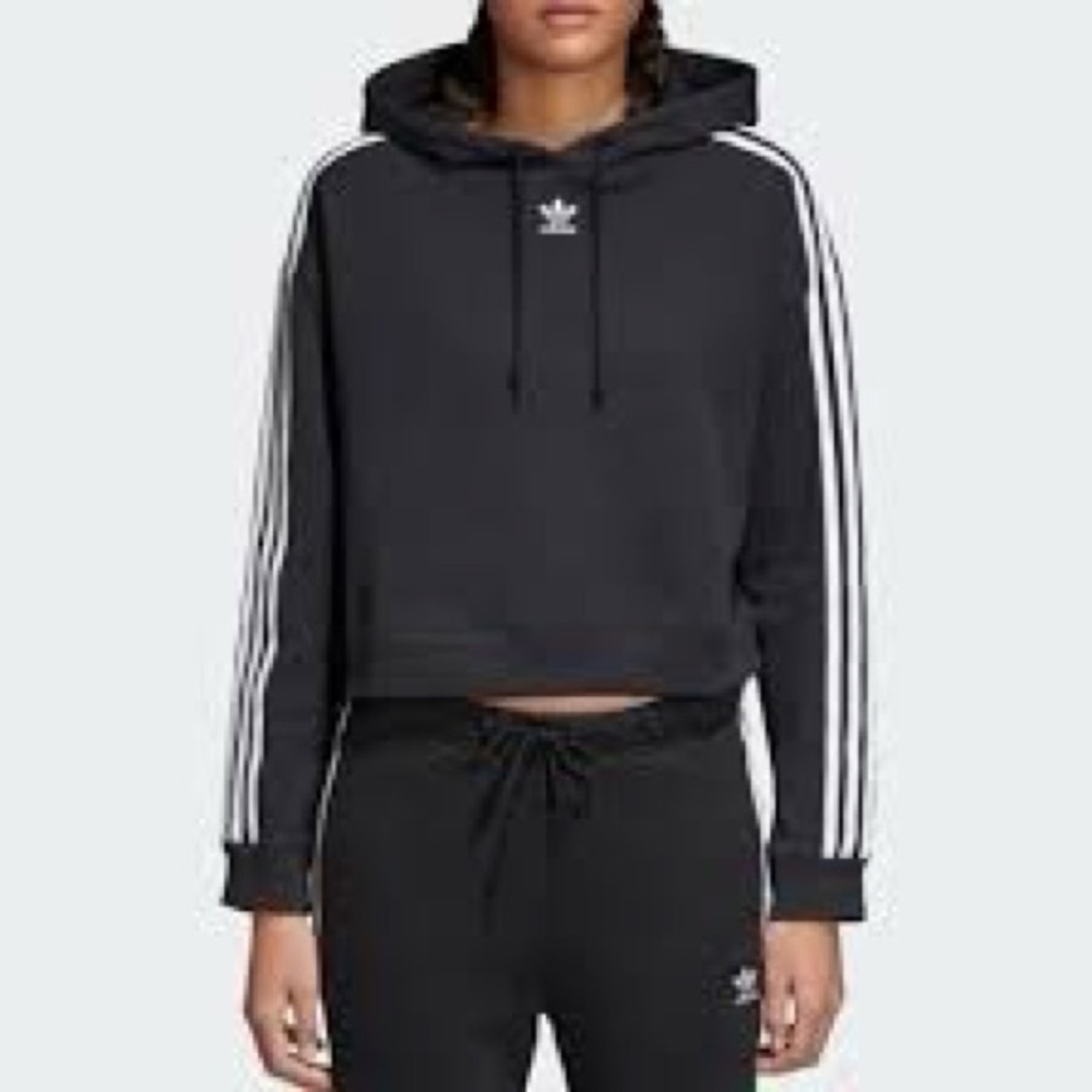 Adidas black cropped hoodie